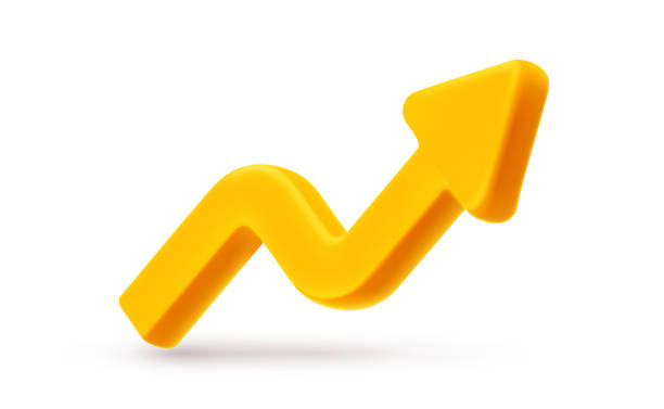 istock Vector financial realistic illustration of business arrow target growth up icon on white background. 3d cartoon style design of golden arrow graph. Graph of success strategy for bank banner 2199643533