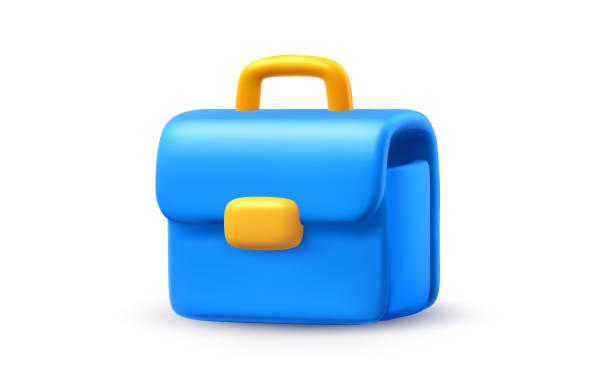 istock Vector illustration of blue color business brief case icon on white background. 3d cartoon style design of office work briefcase. Male work bag for portfolio and document with lock 2199643722