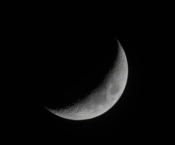 istock close up on moon with dark background, waxing gibbous 2199647828