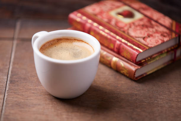 Cup of coffee on wooden background. Soft focus. Copy space.