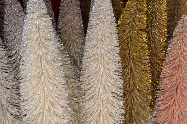 close up on bottle brush Christmas tree decoration