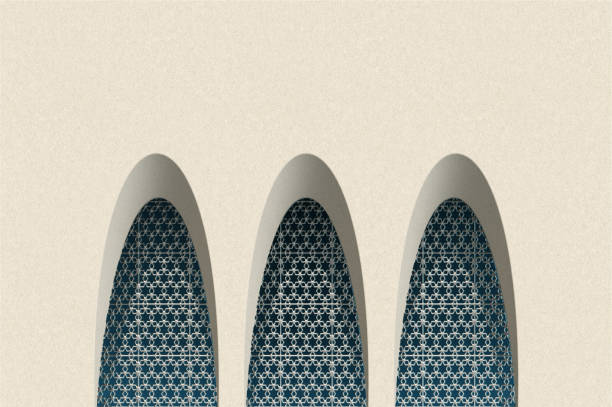 istock Arabic Mashrabiya Windows with Geometric Patterns on Minimalist Facade 2199649966