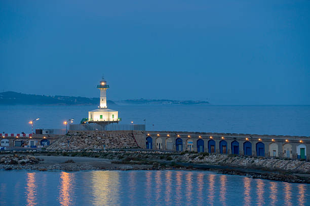 Tarragona Catalonia Spain   evening view of the harbour from a cruise ship.