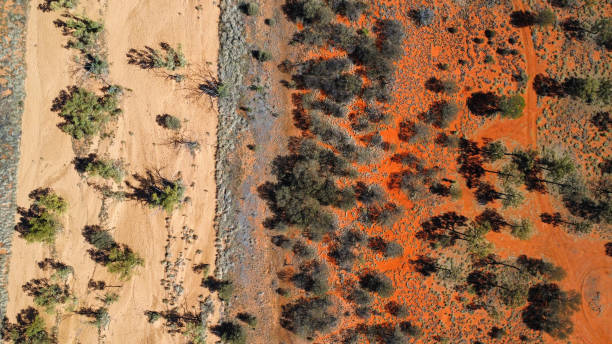 istock A dried out river bed in the Australian outback, seen from above 2199675137