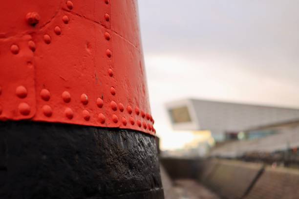 Close-up of a Riveted Metal Structure at Liverpool Docks