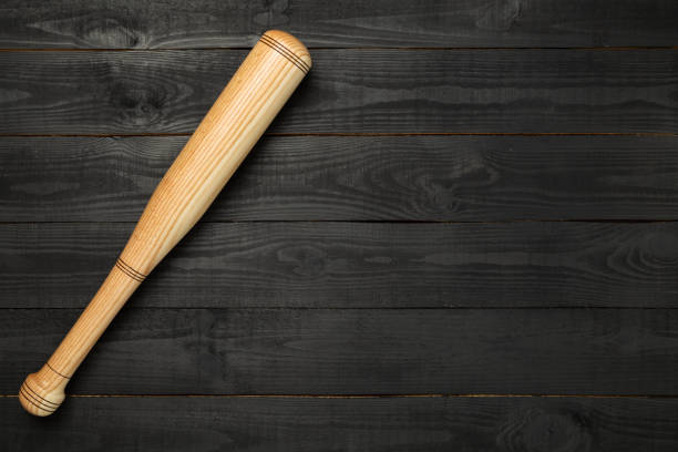 3D baseball bat mockup isolated on white background. Sports equipment stick, player base equipment clipart. Wooden vintage tool, american field sport game or Ads sports