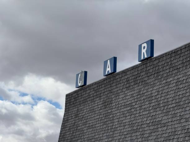 istock Retro Car Sign On Rooftop 2199686666