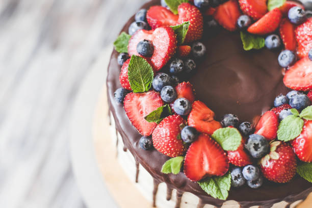 istock Sweet berry cake for a holiday 2199694025