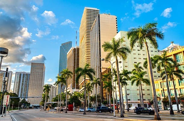 Skyscrapers of Downtown Miami at Biscayne Boulevard in Florida, United States