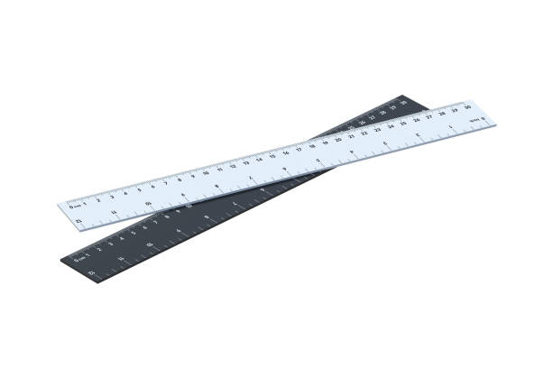 istock Two rulers with inches and centimeters scale isolated on white background. School equipment. Measuring tool. 3d render 2199715401