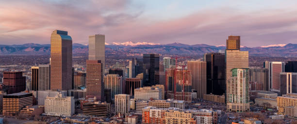 istock Denver at Golden Hour - Dramatic Aerial View at Sunset 2199718912