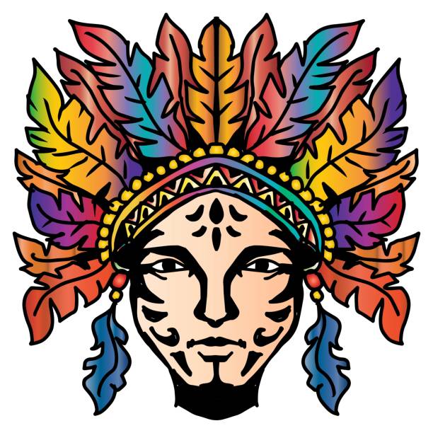 istock Native american indian head with feathers and headdress, vector illustration 2199720751