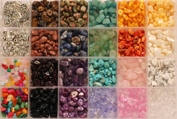 Container of Natural Stone Bead Chips For Jewelry Making Close up