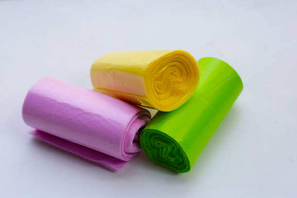 istock Colorful garbage bags on the tiled floor 2199731348
