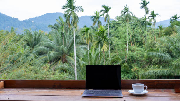 istock Remote work setting with a stunning view of Thai nature and serenity 2199742381