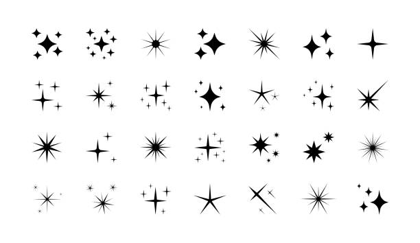Sparkle stars icon set. Twinkle stars icons. Shining stars collection. Different star shapes. Effect glitter, shine, twinkling, and clean Sparkle stars icon set. Twinkle stars icons. Shining stars collection. Different star shapes. Effect glitter, shine, twinkling, and clean star shape stock illustrations