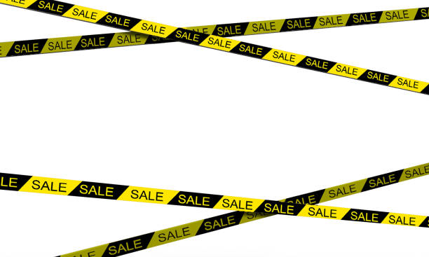 Sale yellow black color tap line object icon dicut white background warning caution stripe sale shopping marketing banner retail store product price discount offer buy sell advertisement label sale