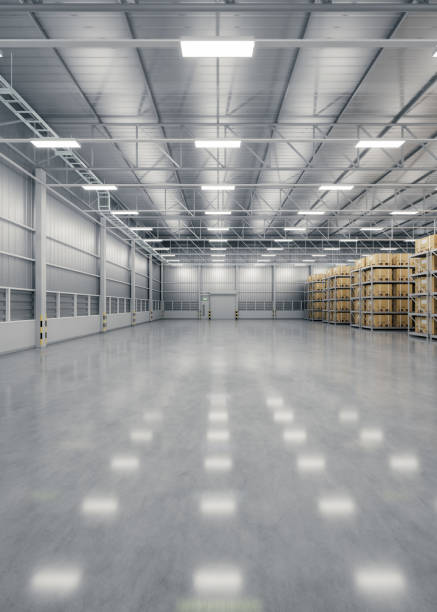 3d rendering of warehouse and concrete floor suit for industrial background.