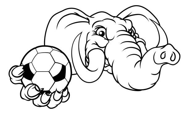Elephant Soccer Football Ball Sports Mascot An elephant soccer football sports animal mascot holding a ball republican elephant logo stock illustrations