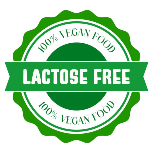 izolowana zielona etykieta bez laktozy - bezlaktozowy stock illustrations
