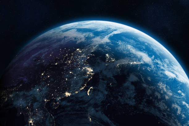 istock Earth from the space at night. Space banner template. East Asia. 2199777111