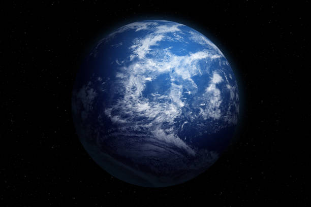istock Planet with world ocean and clouds. Earth. Space. 2199777114