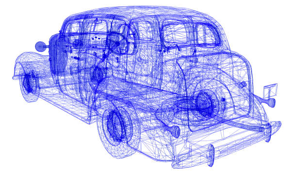 istock Rear View of Old Style 3D Car Design 2199788005