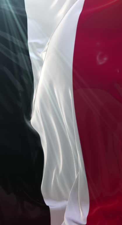 Flag of Yemen. Loop. 4K Vertical