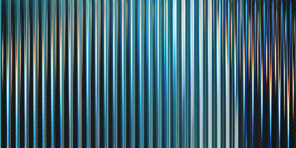 istock 3d transparent ribbed glass background with refraction and holographic effect. Reeded glass with rainbow gradient. Render of corrugated wall with overlay reflection light on dark. 3d vector background 2199797690