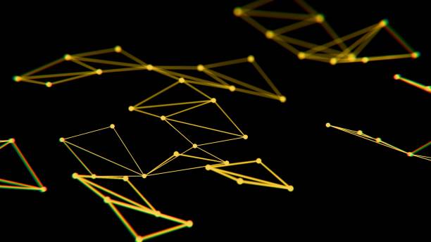 istock Abstract Geometric Network with Yellow Lines on Black Background 2199798448