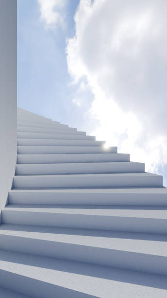 istock A white spiral staircase stretching into the sky 2199799637