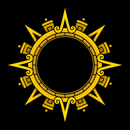Solar Disc Golden Aztec Solar Disk Sun Symbol And Diadem Stock Illustration ...