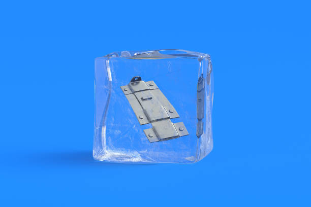 istock Hasp for door in ice cube. 3d illustration 2199804773