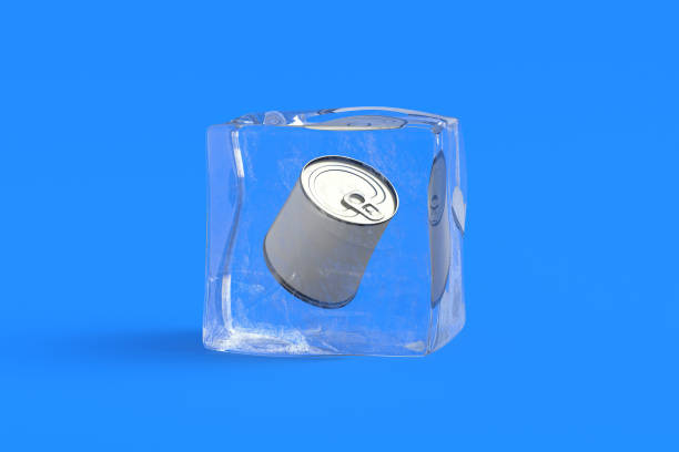 istock Tin with canned food in ice cube. 3d illustration 2199804778