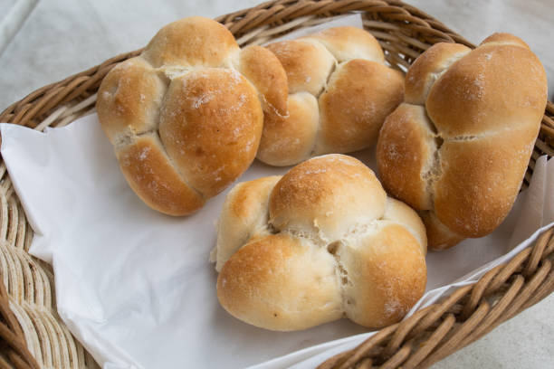 istock Maltese local bread: small salty buns in i bread basket 2199806133