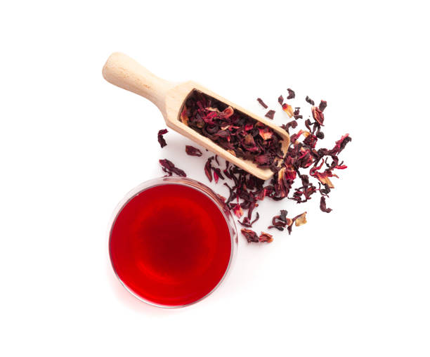 istock Hibiscus Tea, Dry Rose Drink, Cold Fruit Red Tea in Transparent Mug, Roselle Hibiscus Tea 2199807780