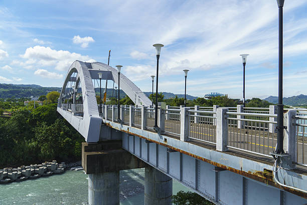 Taichung, Taiwan - Nov 09 2024 : The iron bridge along Dongfeng Bicycle Green Way