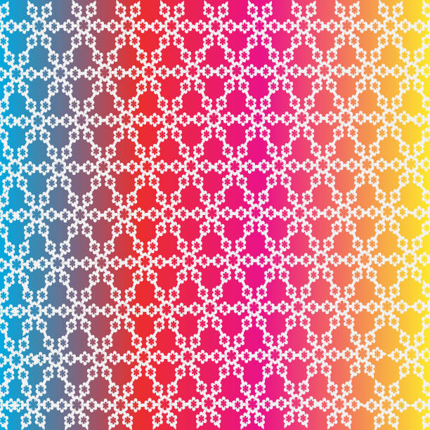 Illustration of white floral pattern on multicolored background