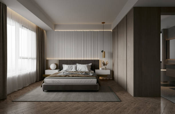 istock 3d render modern bedroom hotel room 2199810223