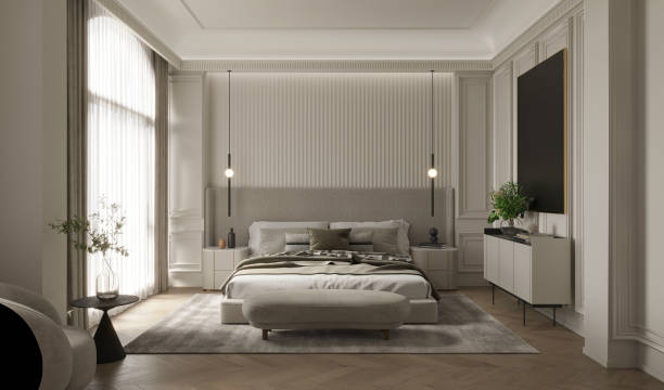istock 3d render modern bedroom hotel room 2199810777