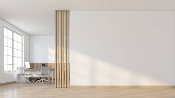 istock Minimalist style empty room with manager's desk and chair set. 2199813409