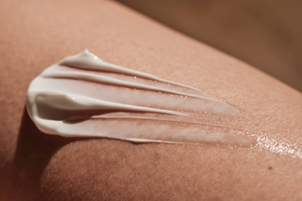 istock White body cream on dry human skin. 2199814302