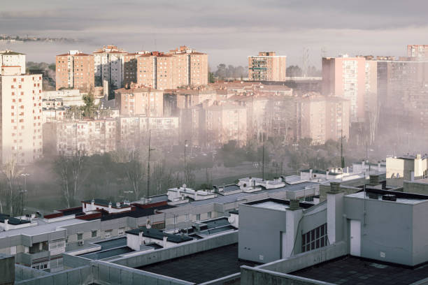 Foggy Dawn Over Aluche (Madrid): A Cityscape in Transition
