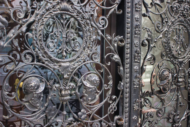 Ornate ironwork on front door of Notre Dame, Cathedral, Paris.