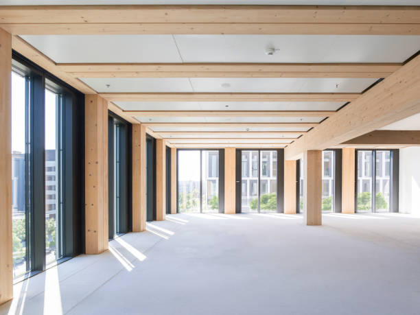 istock construction site of a sustainable Timber-concrete composite office building 2199822324