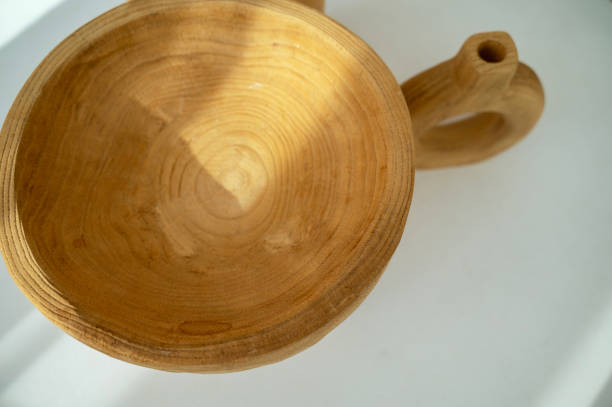 istock Close-up of wooden round dish 2199825411