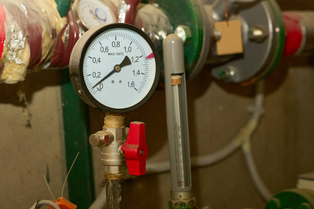 istock Hot water temperature sensor in a conduit basement plumbing system 2199826668