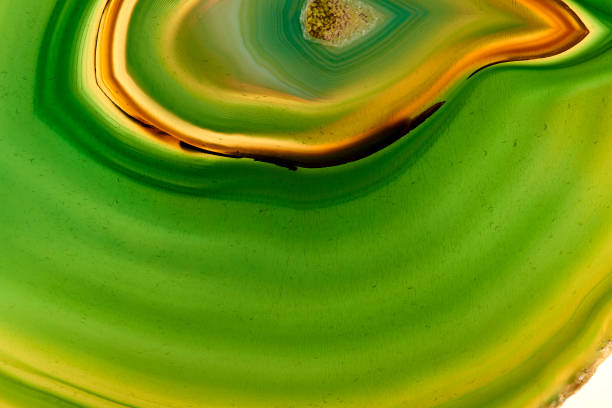 istock Amazing rare Agate Crystal cross section isolated. Natural translucent agate crystal surface, Abstract marine star structure slice mineral stone macro closeup. 2199828852