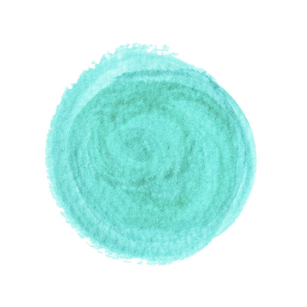 istock Round pearl blue spot of paint, abstract watercolor background. Simple textured circle painted with paint for design. 2199829146
