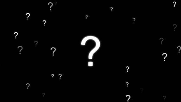 Question mark particle appear slow float and faded with bubbles on the dark blue background - 4K Stok photo